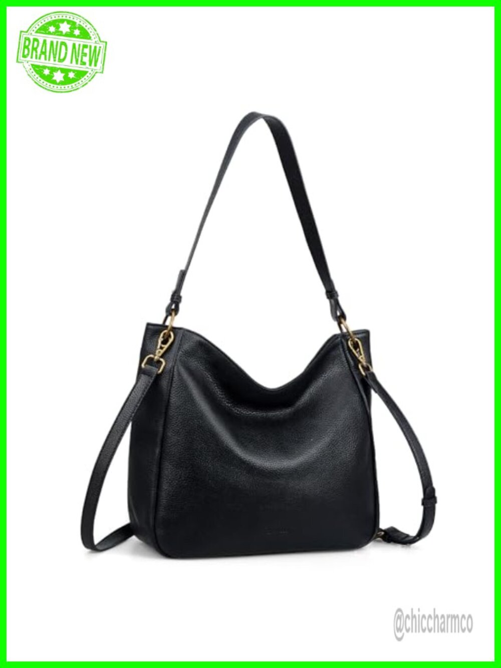 Genuine Leather Hobo Crossbody Bag for Women Soft Vintage Purse 2 Straps